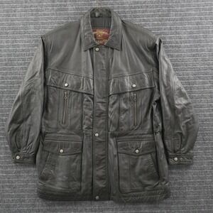 Vintage 90s Global Identity G-III Leather Field Jacket Mens XL Black Utility